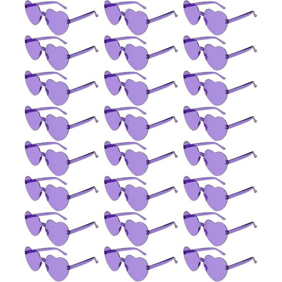 Purple Heart Sunglasses Women Rimless Heart-Shaped Party Favors Bulk 24 main image 4